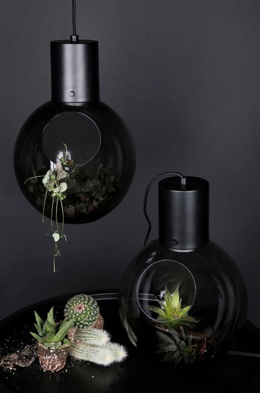 Hole taklampe liten - sotet glass